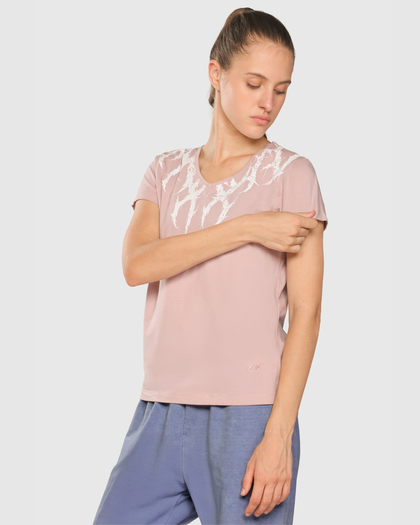 Womens Printed V-Neck T-shirt