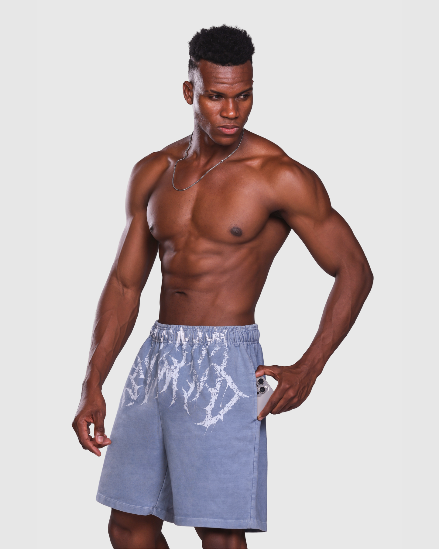 Mens Acid Wash Denim Shorts