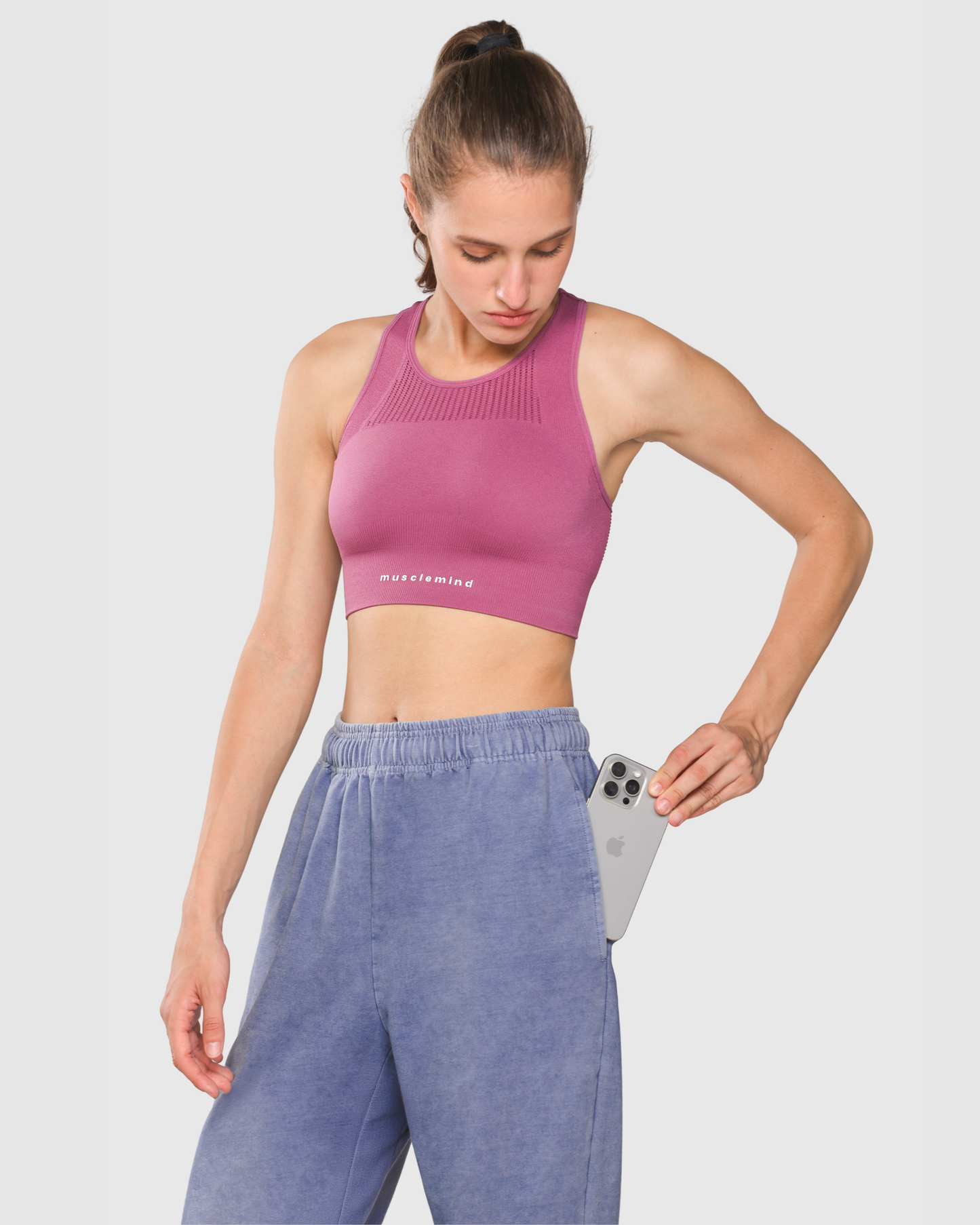 Womens Acid Wash Denim Joggers