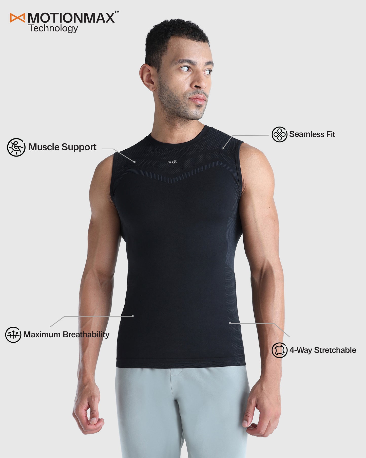 Men's Sleeveless Seamless Compression T-shirt