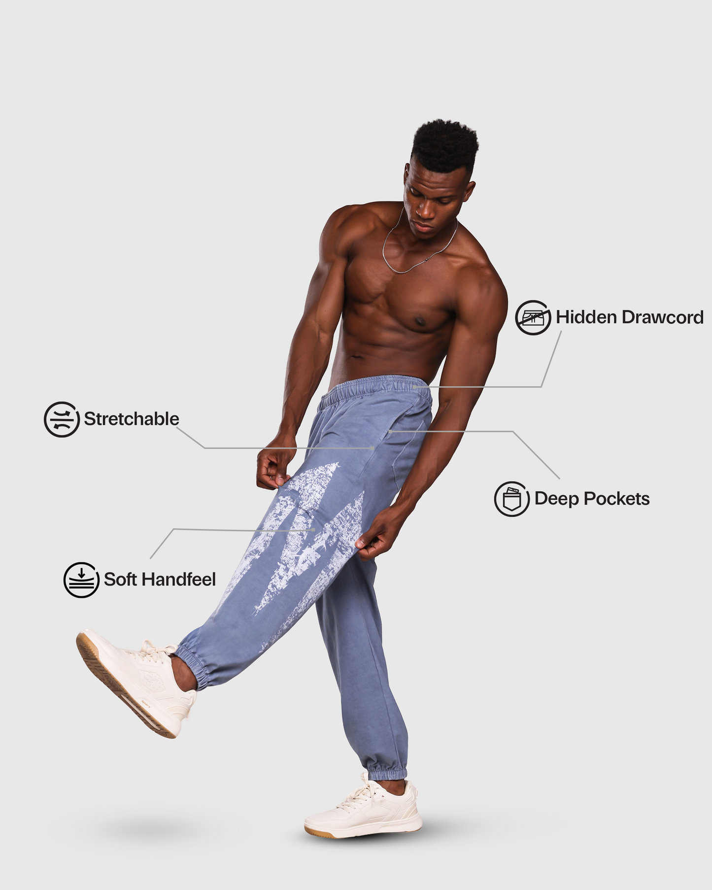 Mens Acid Wash Denim Joggers