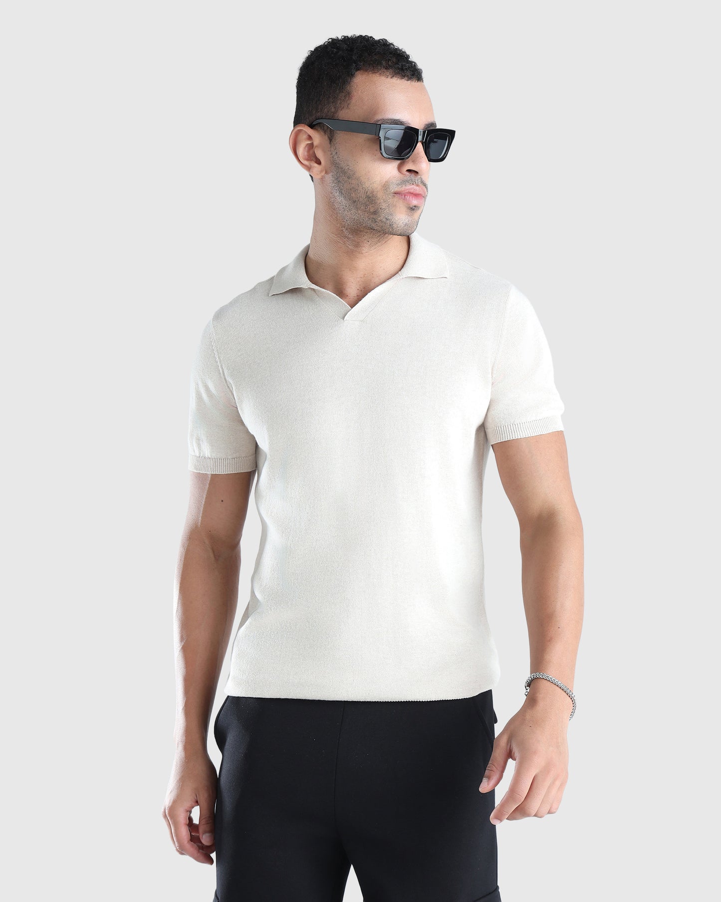 Mens Flat Knit Polo