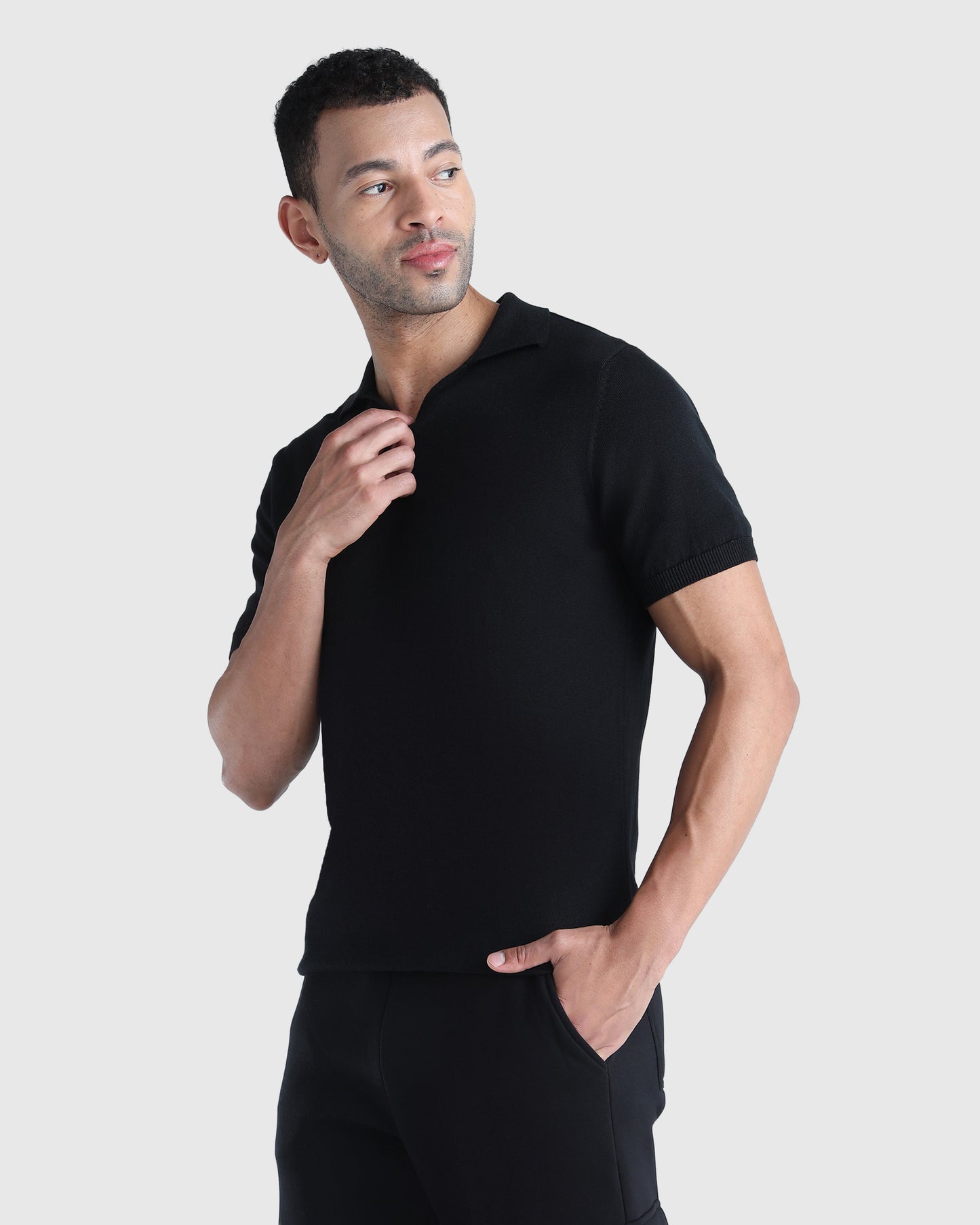 Mens Flat Knit Polo