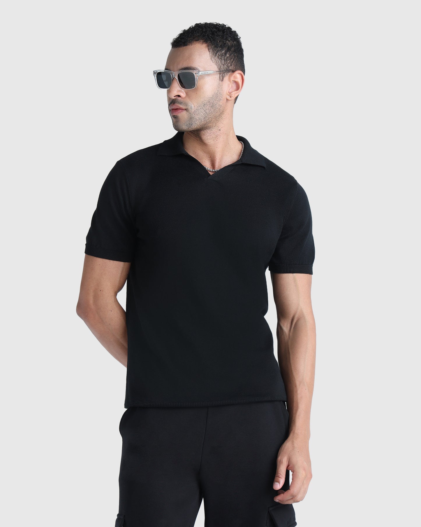Mens Flat Knit Polo