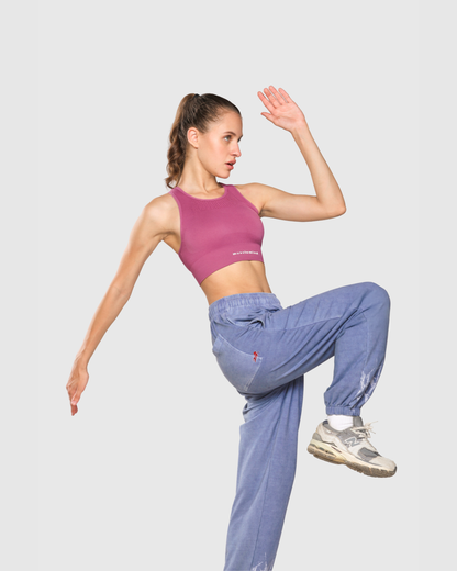 Womens Acid Wash Denim Joggers