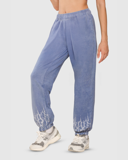 Womens Acid Wash Denim Joggers