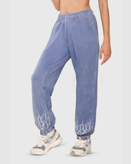 Womens Acid Wash Denim Joggers