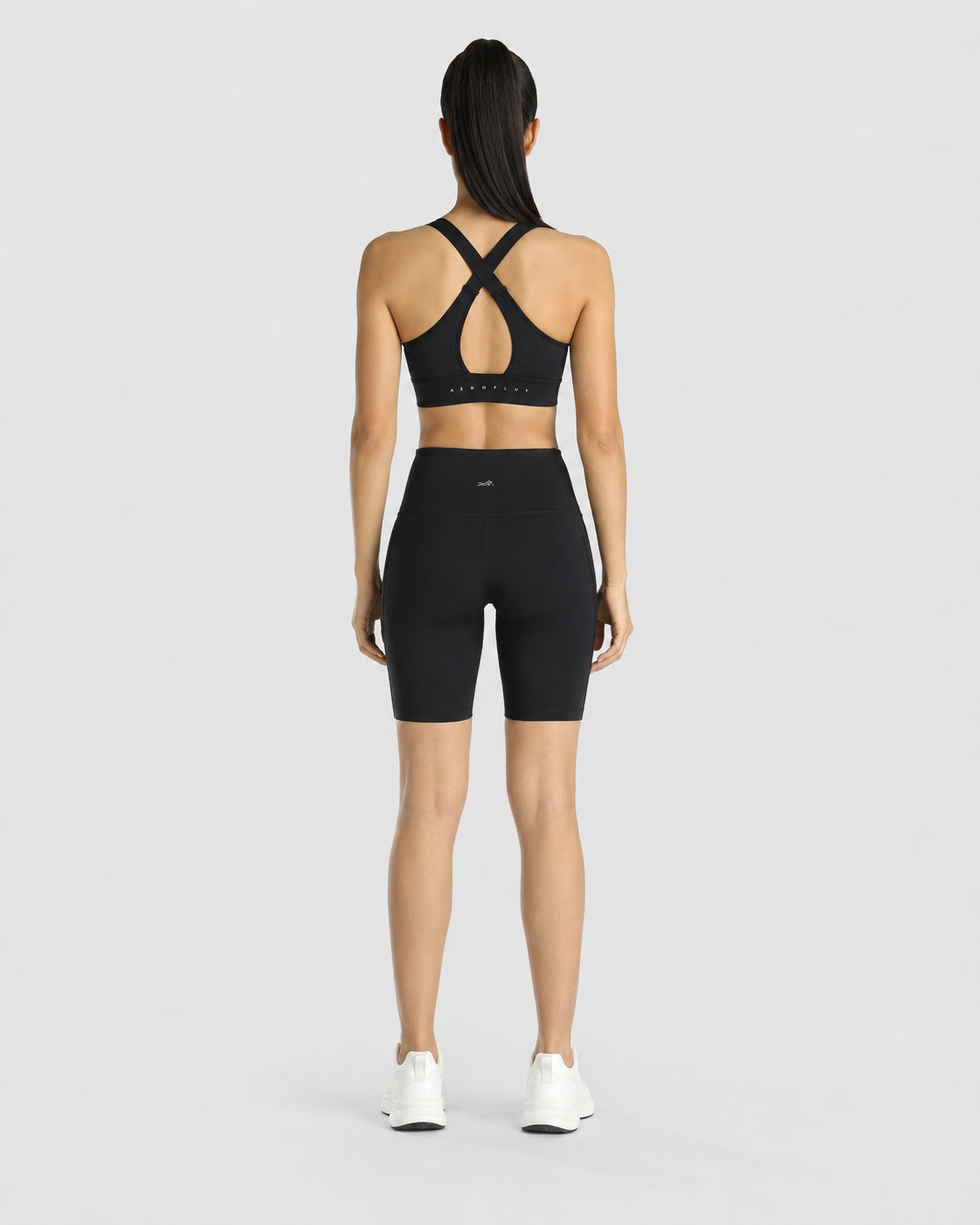 Womens Sports Bra + Womens Cycling Shorts (Black)
