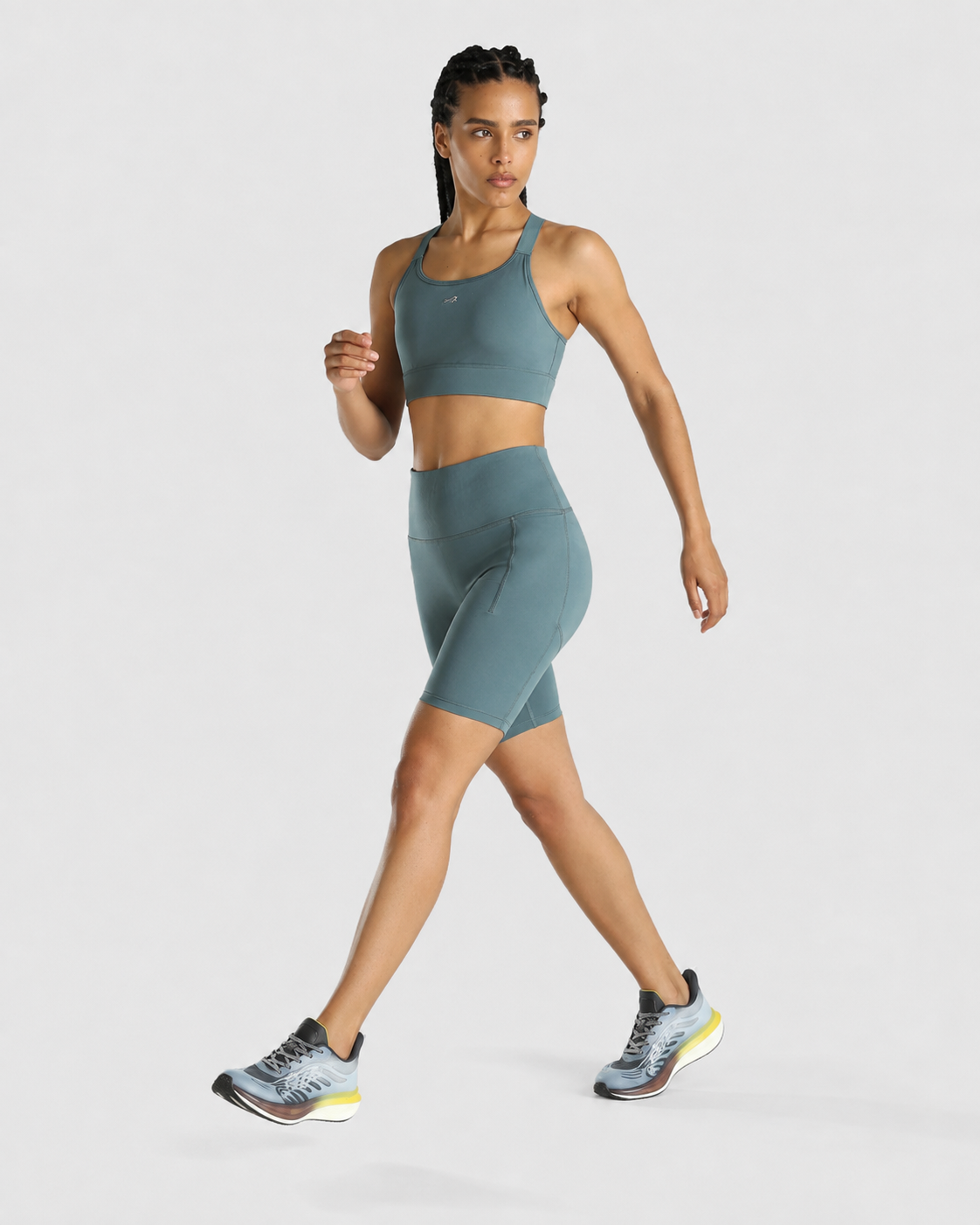 Womens Sports Bra + Womens Cycling Shorts (Teal)