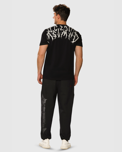 Mens Acid Wash Denim Joggers