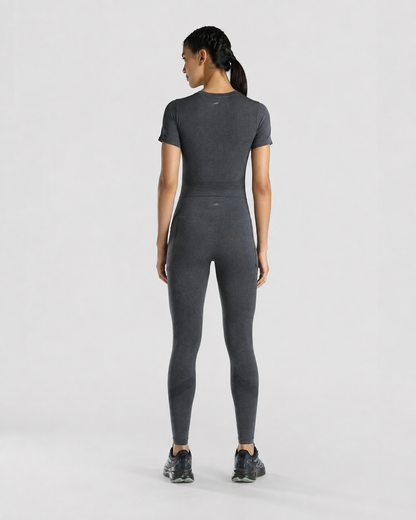 Womens Seamless Leggings + Womens Seamless Slim fit T-shirt (Black)