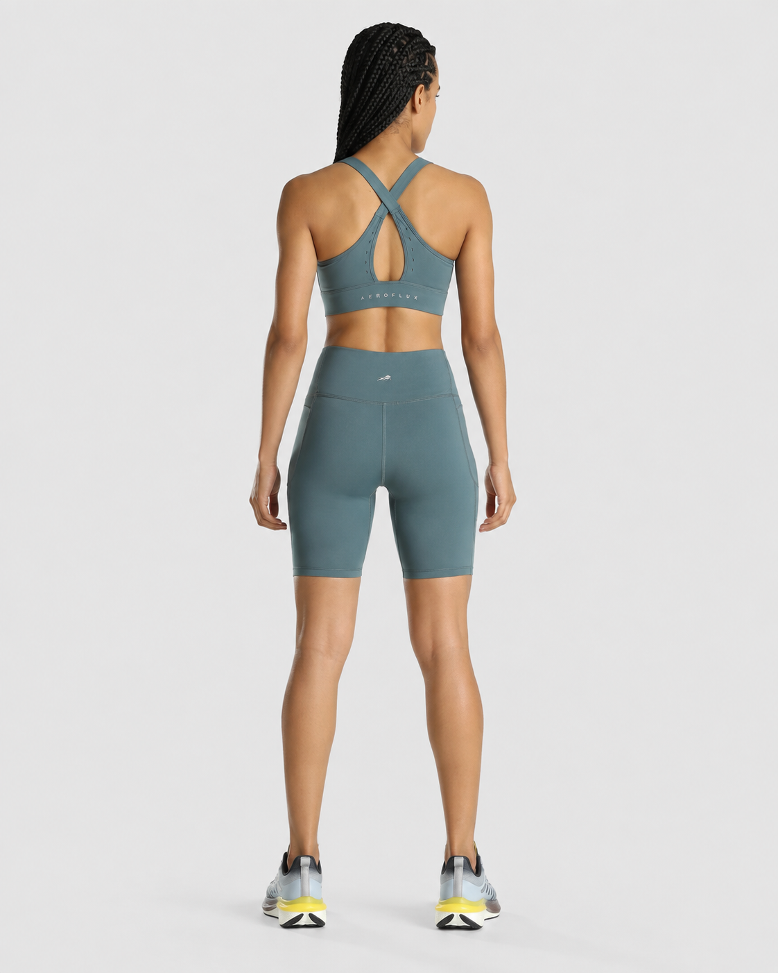 Womens Sports Bra + Womens Cycling Shorts (Teal)