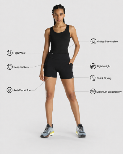 Womens Tank Top + Womens Biker Shorts (Black)