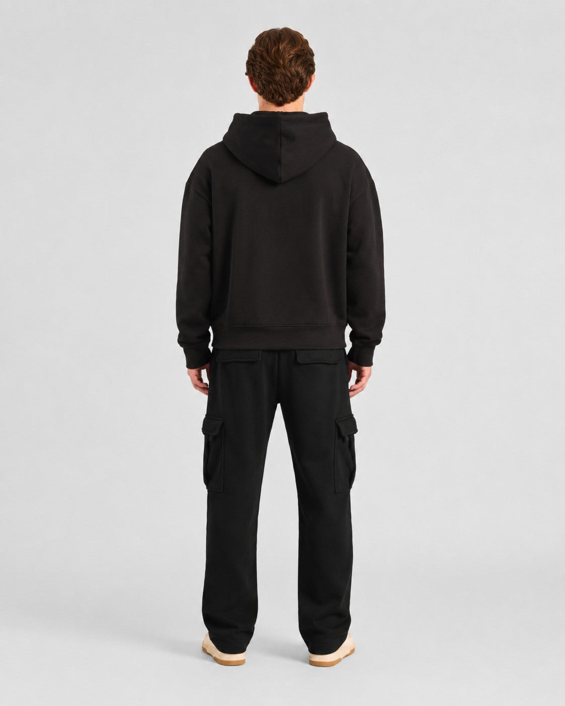 Mens Cloud Ease Oversized Hoodie + Urban Carry-On Cargo Pants (Black)