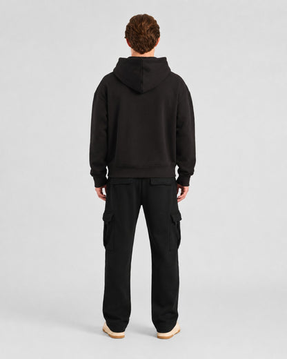 Mens Cloud Ease Oversized Hoodie + Urban Carry-On Cargo Pants (Black)