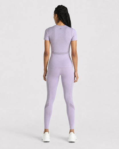 Womens Seamless Leggings + Womens Seamless Slim fit T-shirt (Purple)