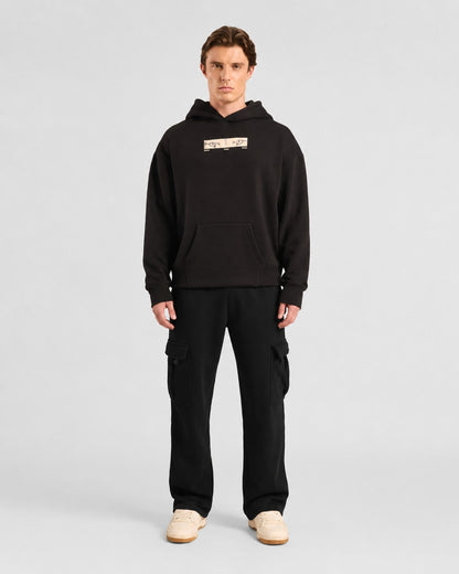 Mens Cloud Ease Oversized Hoodie + Urban Carry-On Cargo Pants (Black)