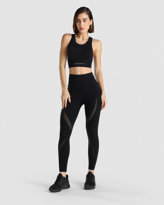 Seamless Sports Bra + Seamless Workout Leggings (Black)
