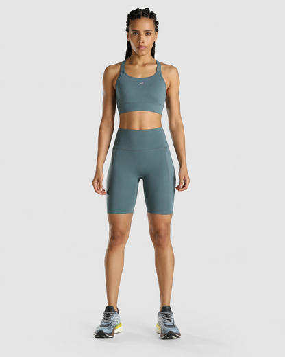 Womens Sports Bra + Womens Cycling Shorts (Teal)