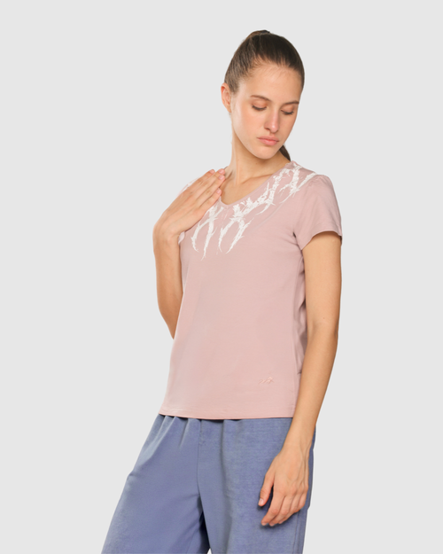 Womens Printed V-Neck T-shirt