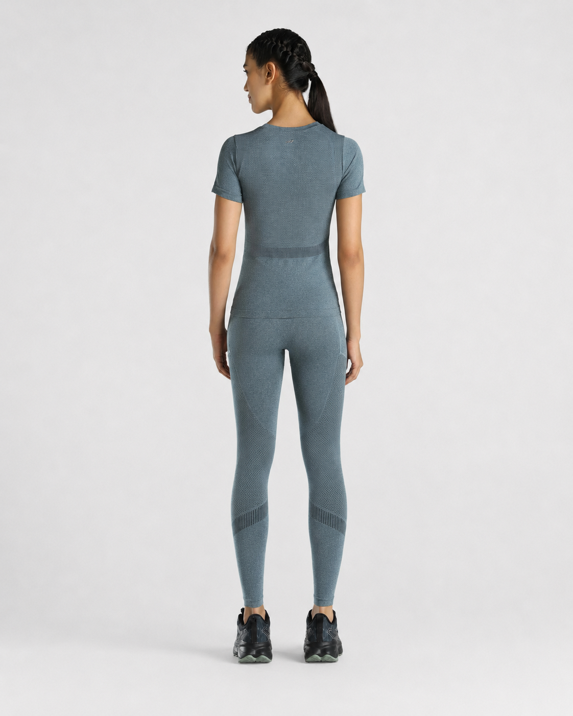 Womens Seamless Leggings + Womens Seamless Slim fit T-shirt (Teal)