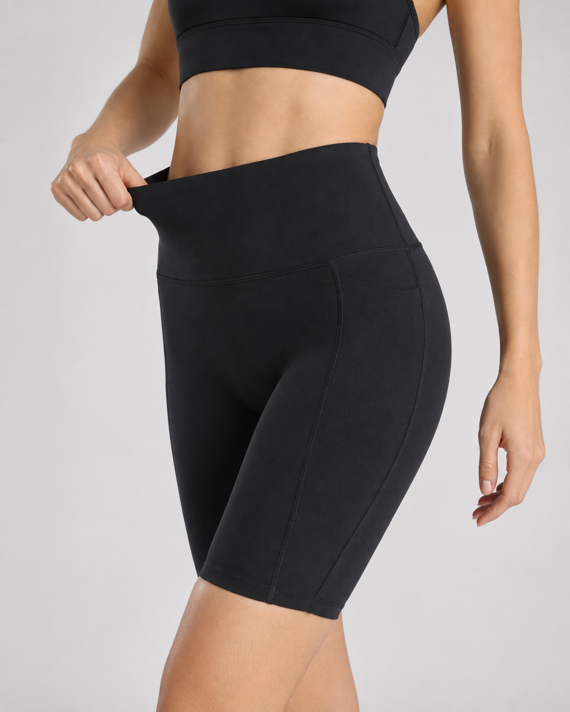 Womens Sports Bra + Womens Cycling Shorts (Black)