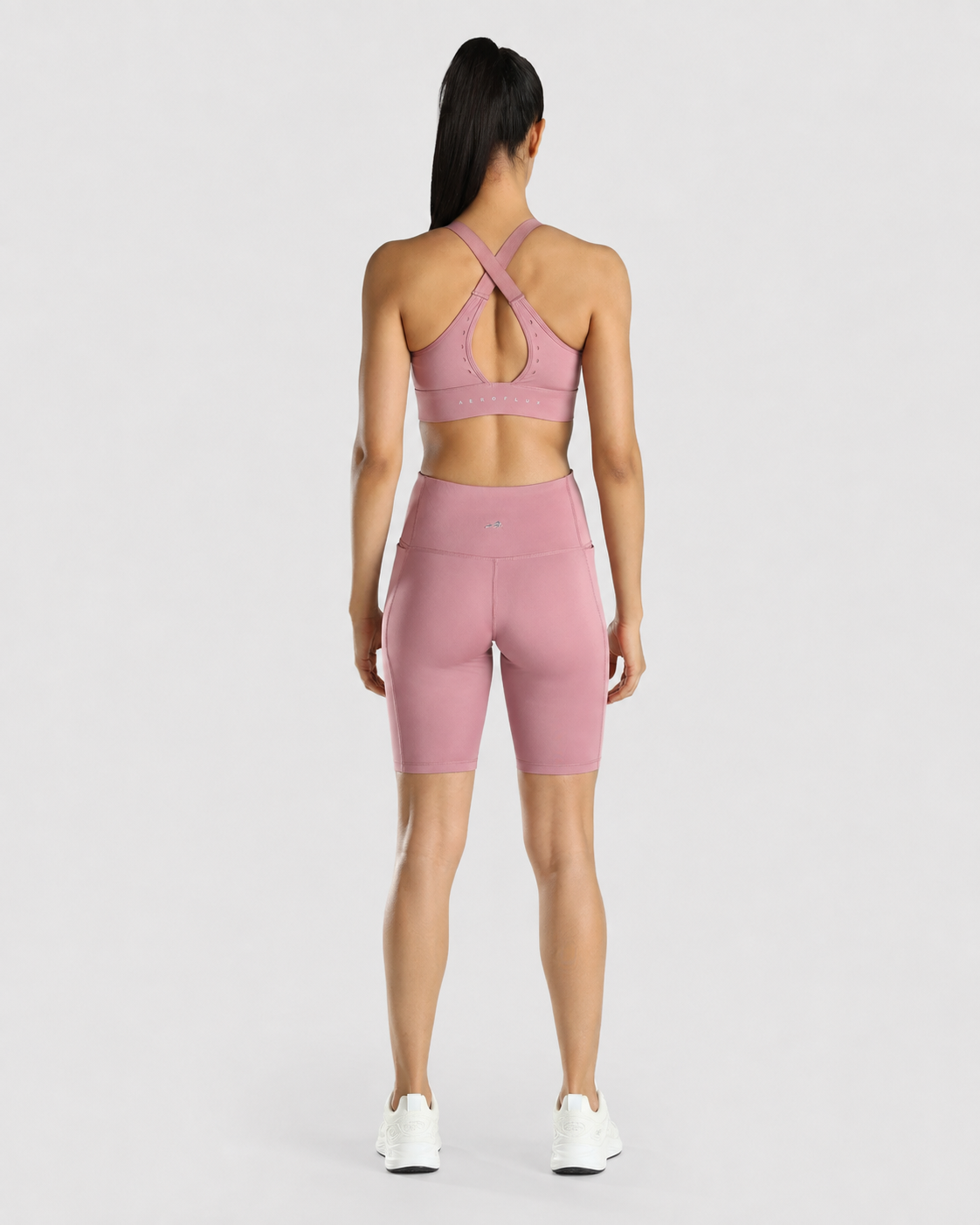 Womens Sports Bra + Womens Cycling Shorts (Pink)
