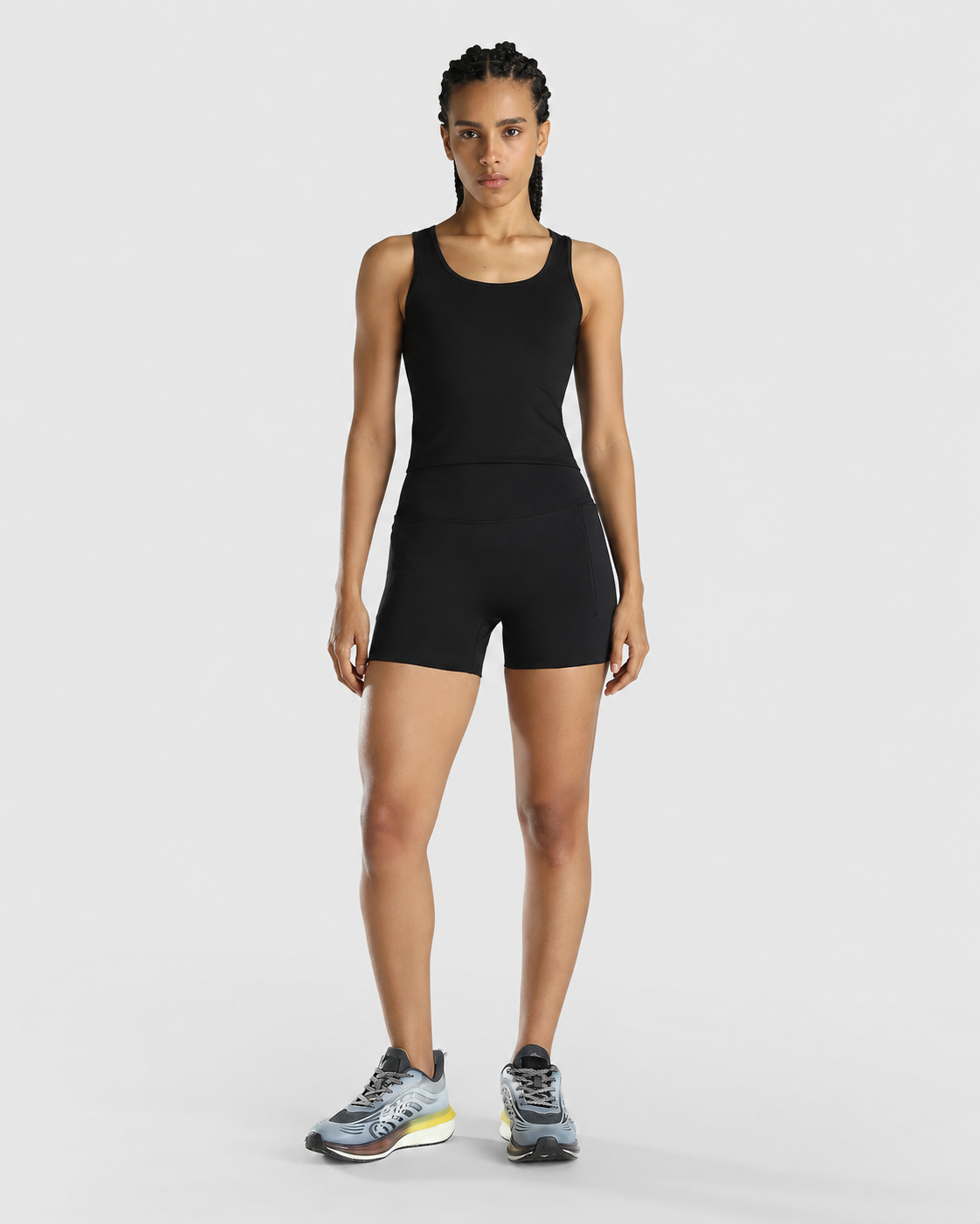 Womens Tank Top + Womens Biker Shorts (Black)