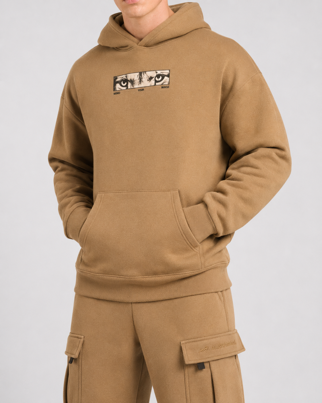 Mens Cloud Ease Oversized Hoodie + Mens Cloud Ease Cargo Pants (Desert Dune)