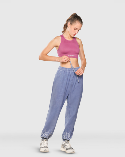 Womens Acid Wash Denim Joggers