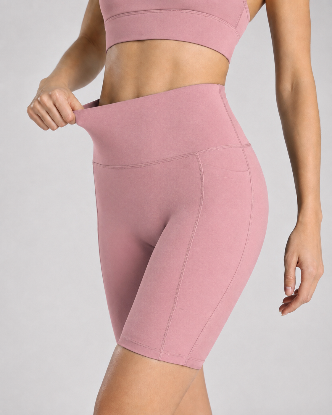 Womens Sports Bra + Womens Cycling Shorts (Pink)