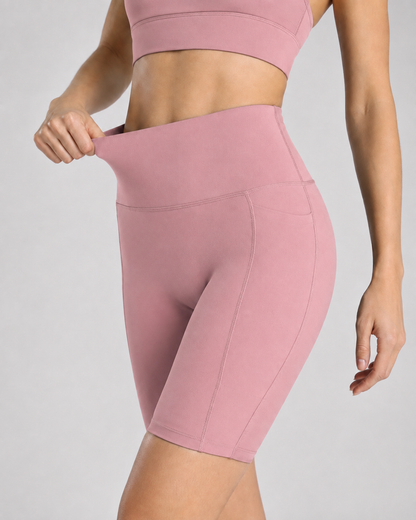 Womens Sports Bra + Womens Cycling Shorts (Pink)