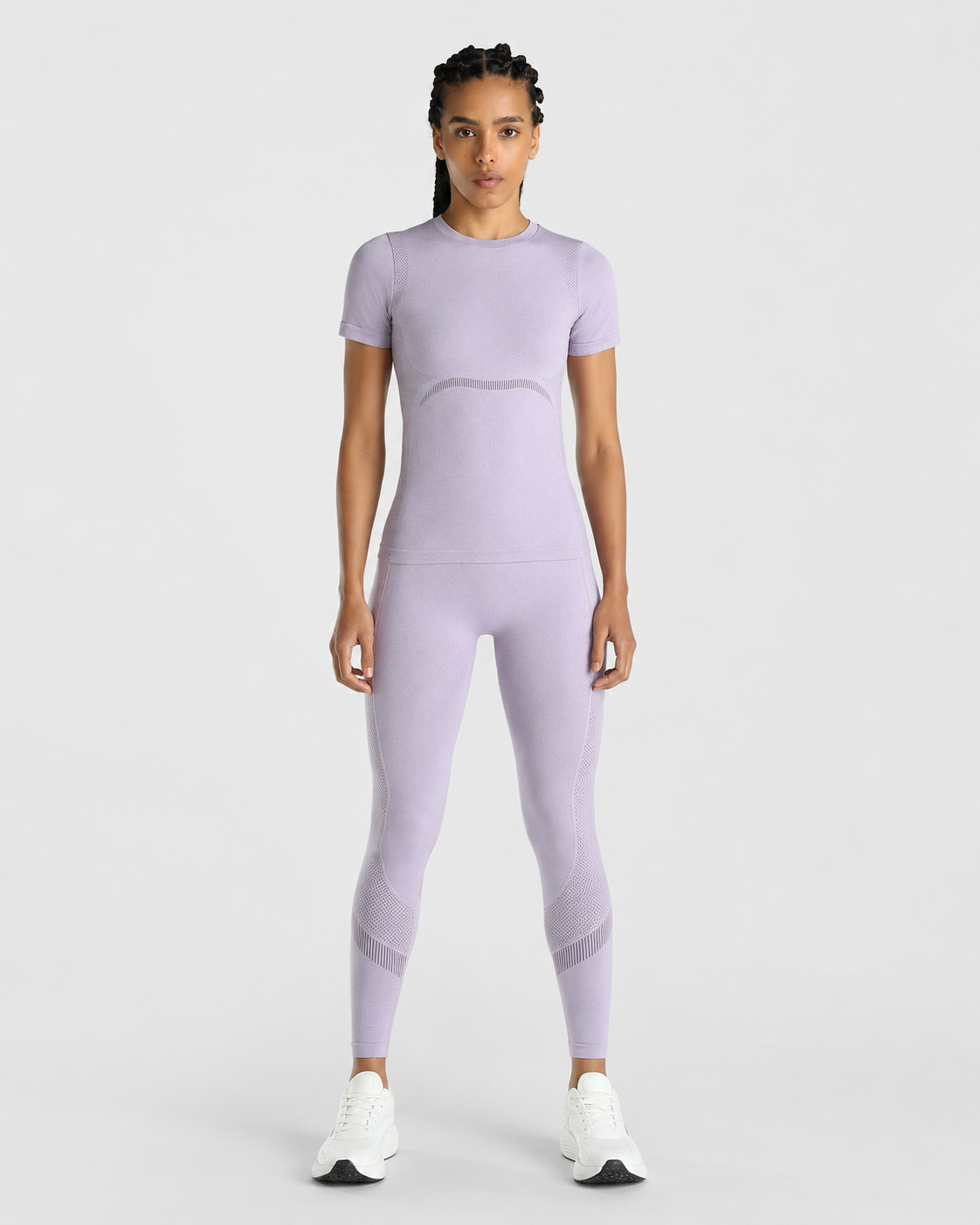 Womens Seamless Leggings + Womens Seamless Slim fit T-shirt (Purple)