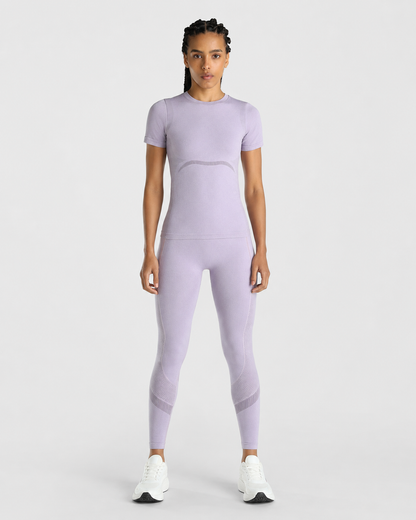 Womens Seamless Leggings + Womens Seamless Slim fit T-shirt (Purple)