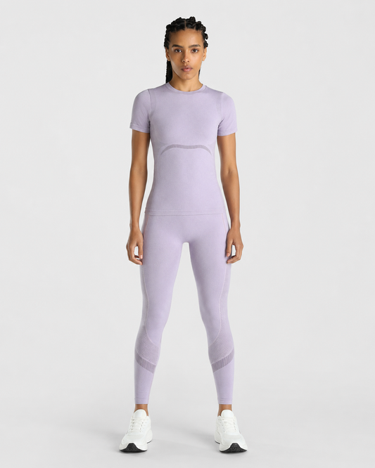 Womens Seamless Leggings + Womens Seamless Slim fit T-shirt (Purple)
