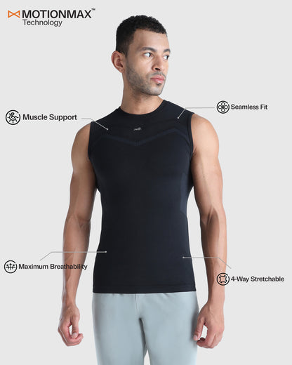 Mens Sleeveless Seamless Compression T-shirt