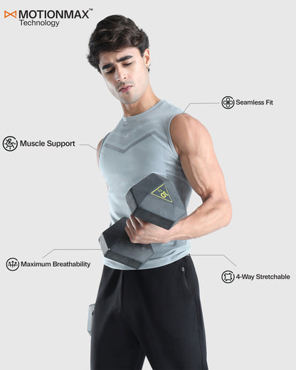 Mens Sleeveless Seamless Compression T-shirt