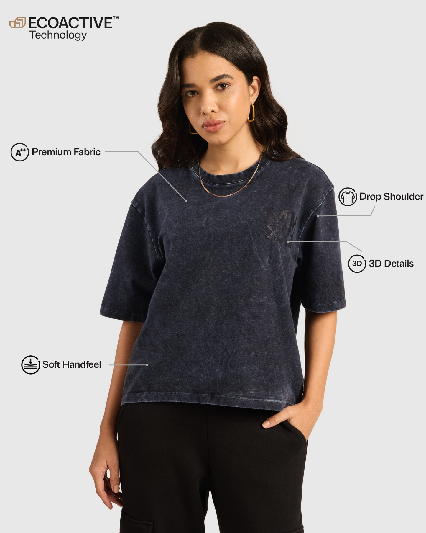Womens Acid Wash Oversized T-Shirt