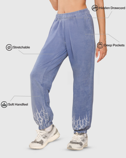 Womens Acid Wash Denim Joggers