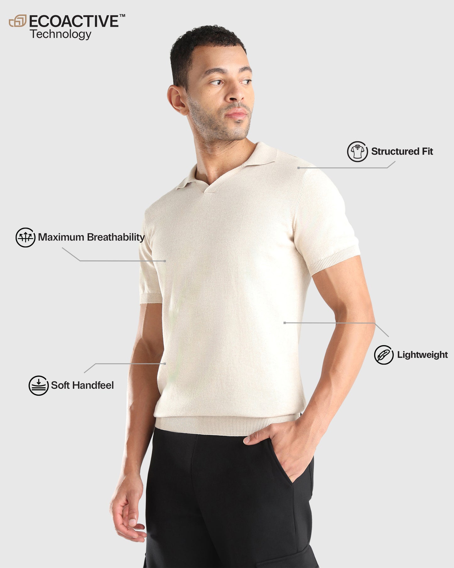 Mens Flat Knit Polo