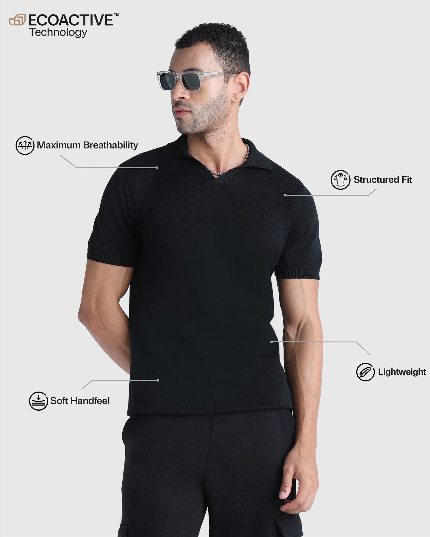 Mens Flat Knit Polo