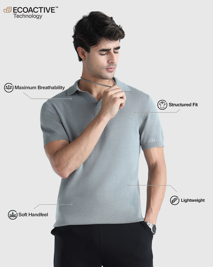 Mens Flat Knit Polo