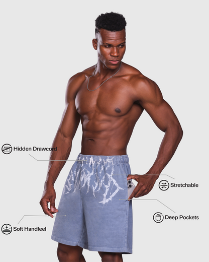 Mens Acid Wash Denim Shorts