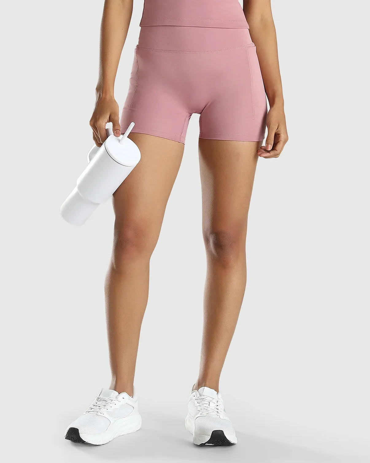 Womens Sports Bra + Womens Biker Shorts (Pink)