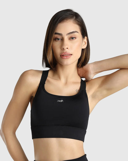 Womens Sports Bra + Womens Biker Shorts (Black)