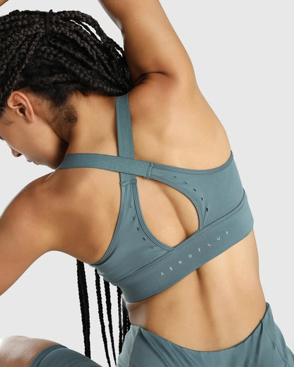 Womens Sports Bra + Womens Biker Shorts (Teal)