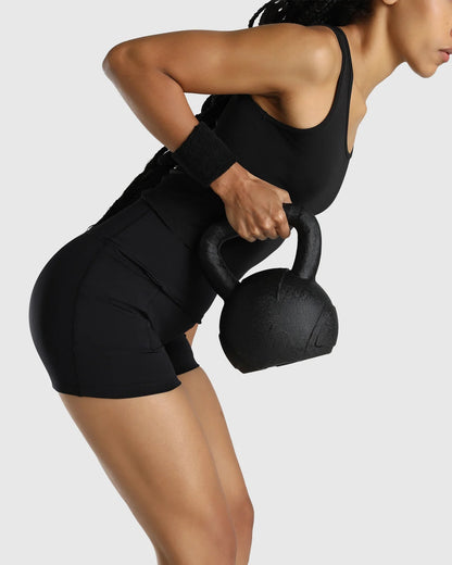 Womens Tank Top + Womens Biker Shorts (Black)
