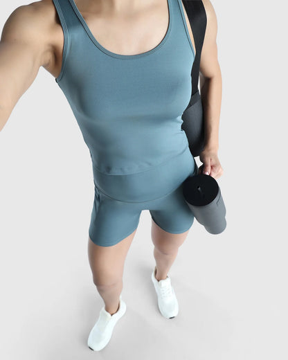 Womens Tank Top + Womens Biker Shorts (Teal)