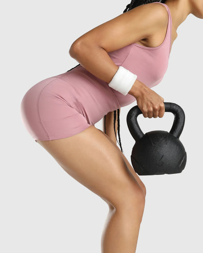 Womens Tank Top + Womens Biker Shorts (Pink)
