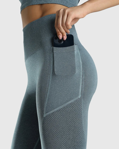 Womens Seamless Leggings + Womens Seamless Slim fit T-shirt (Teal)